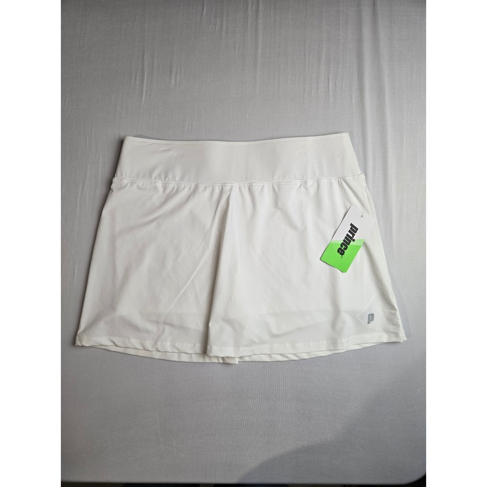 Prince Womens White Tennis Skort Athletic Skirt with Built-in Shorts Large NWT
